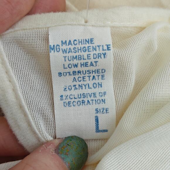 Vintage Radcliff Soft Brushed Ivory Flannel Nightgown Lace Detail Womens Large - Picture 3 of 4